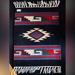 Unique Vintage Black and Red Geometric Rug